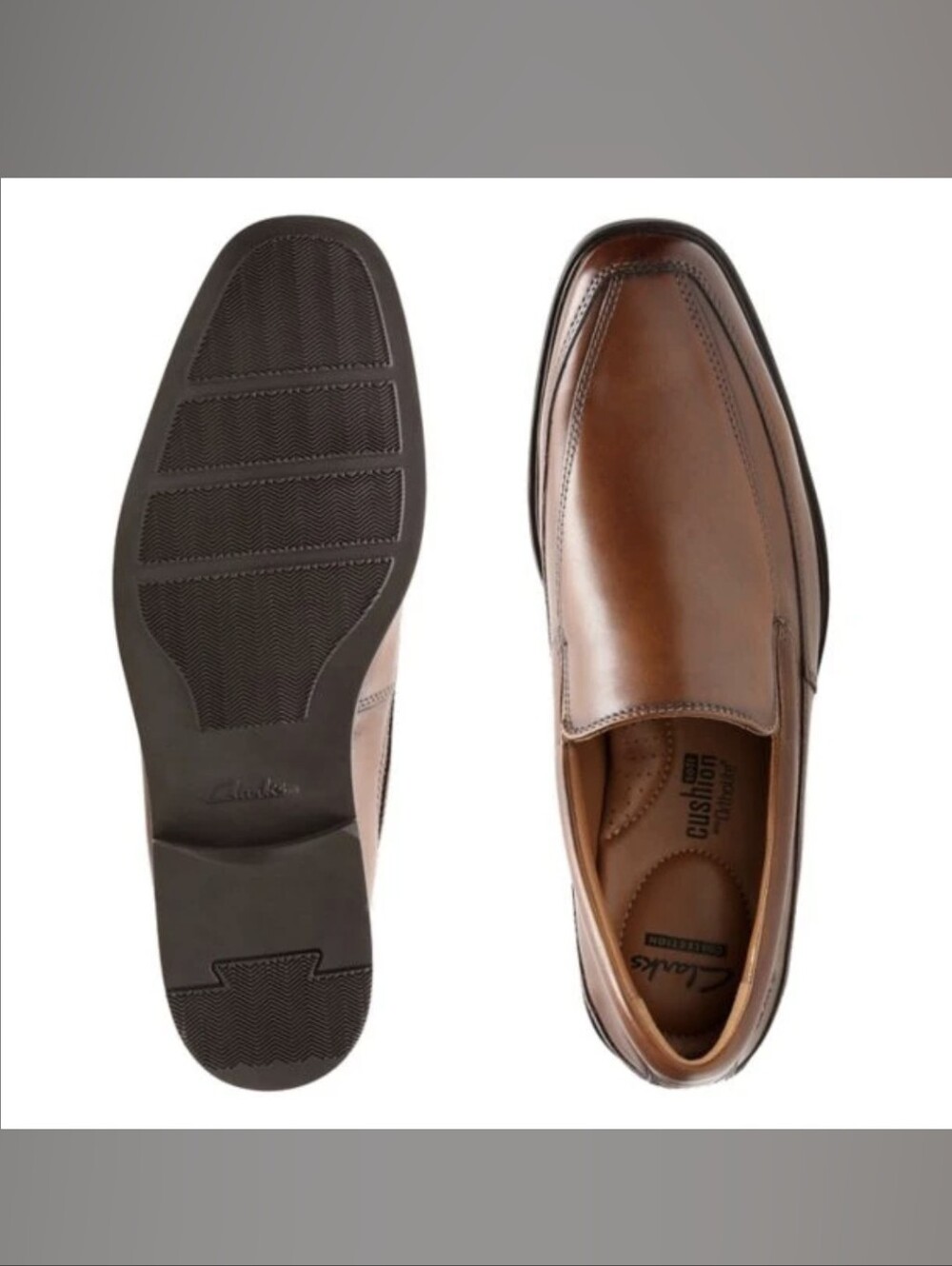 Clarks Men's Loafer Shoes Tilden Free Cognac Leather Slip On Ortholite Size 7